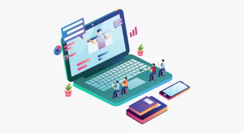 Онлайн сургалтыг дүрсэлсэн вектор иллюстраци зураг