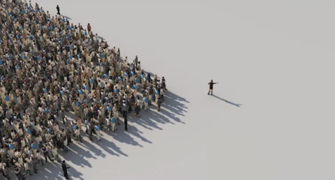 Манлайллын уран сайхны дүрслэл - Нэг хүн олон хүнийг замчилж буй