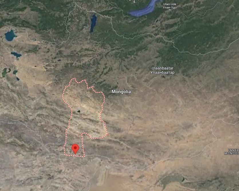 Гүүглийн газрын зурган дээр заасан Сэгс цагаан богд уулын байршил
