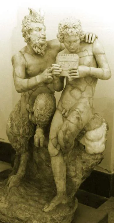 Пан, Дафнис хоёрын Грекийн хүрэл эх хувилбарын Ромын гантиг хуулбар баримал