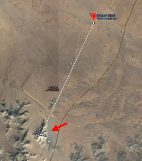 Зол хайрхан уулын байршлыг Баян-Өнжүүл сумаар барагцаалж харуулсан хиймэл дагуулын зураг